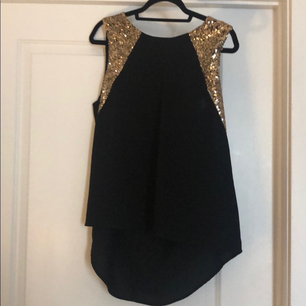 Forever 21 black with gold sequin high low top
